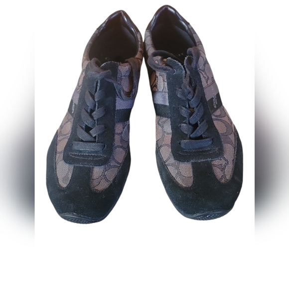 Coach Kelson Black & Gray Signature Monogram Athletic Canvas Suede Shoes 9.5 - Picture 9 of 12